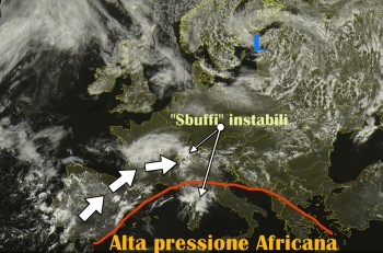 Primi temporali al Nord, l’Atlantico irrompe nel Mediterraneo