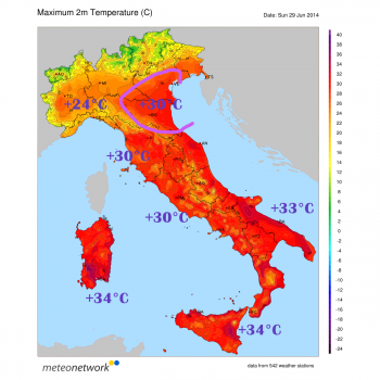 Estate e Primavera si fronteggiano in Italia: Fino a 80 mm di pioggia al Nord, oltre 35° al Sud