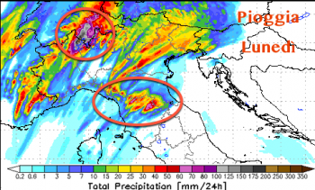 Forti piogge attese per Lunedì, ma il fronte passerà in fretta