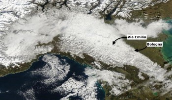 Le immagini dallo spazio rivelano la portata delle nevicate sul Nord Italia