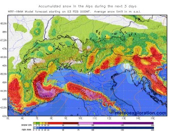 Ancora conferme per la neve al nord, limite molto labile con pioggia