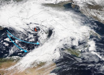 Ciclone disteso sul Mediterraneo Occidentale, in arrivo piogge e nevicate