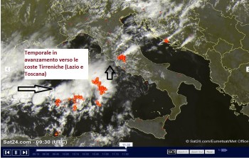 Temporali in atto in Sardegna