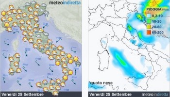 Weekend col fresco: piogge in diverse regioni