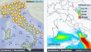 Previsioni meteo Ognissanti: Maltempo al sud, beltempo altrove