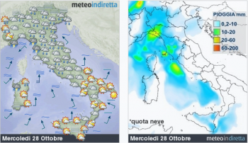 Previsioni meteo domani: maltempo su molte regioni