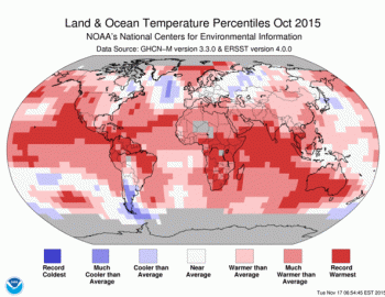 Ottobre 2015 è il mese più caldo secondo i dati del NOAA, ma non in Italia