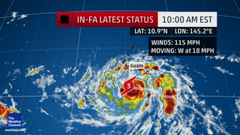 Tifone In-fa sfiora il Guam: Oceano Pacifico ancora movimentato!