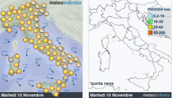 Previsioni meteo domani: sole da nord a sud, nebbie fitte sulle pianure