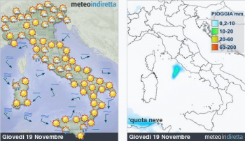 Previsioni meteo domani: deboli piogge su Sardegna e Toscana, discreto altrove