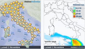 Previsioni meteo domani: ultime piogge al sud, meglio al centro-nord