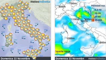 Previsioni meteo domani: piogge e neve al centro-nord, discreto altrove