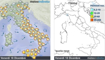 Previsioni meteo domani: deboli nevicate su Alpi di confine, nuvoloso altrove