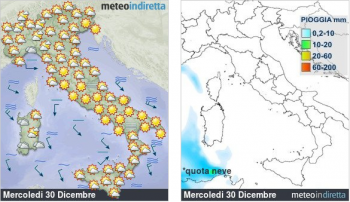 Previsioni meteo domani: nuvoloso su tutte le regioni, freddo in arrivo