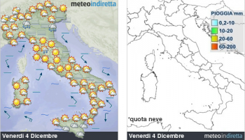 Previsioni meteo domani: nebbia in pianura e zone interne centrali, sole altrove