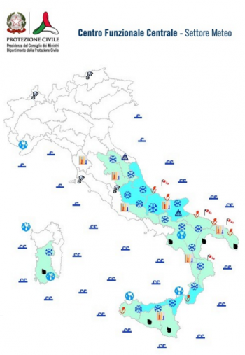 Neve su gran parte del centro-sud, ecco il comunicato della protezione civile