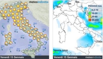 Meteo per oggi: Sereno al centro nord, nubi e piogge al sud!