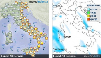 Meteo domani: ultime nevicate al centro-sud, nuvole in aumento al nord