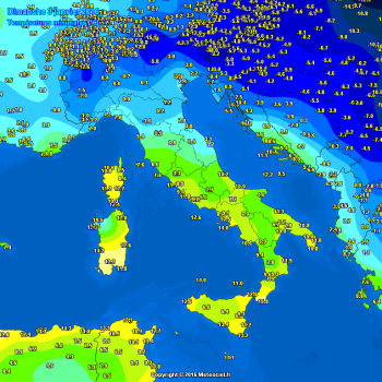 Italia divisa in due per le temperature: gelo a nord, più mite a sud!