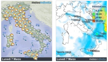 Meteo oggi: Tempo instabile,specie sulle regioni centro-meridionali