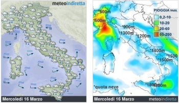 Meteo oggi: Instabile su tutta la penisola,con neve a quote basse al nord-ovest