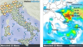 Meteo oggi: Maltempo anche forte al centro-sud,meglio al nord