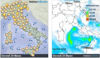 Meteo oggi: Residuo maltempo al centro-sud,beltempo al nord