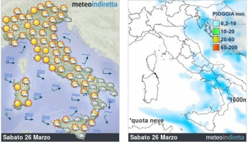 Meteo oggi: Instabile al centro-sud,beltempo al nord