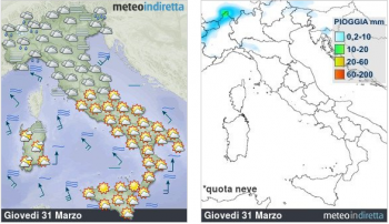 Meteo oggi: Alta pressione in ulteriore rinforzo,con un po’ di instabilità al nord-ovest