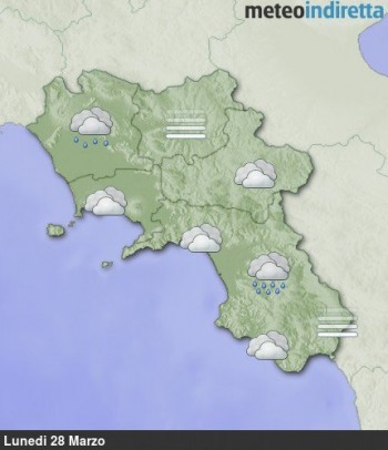 Meteo Campania: Cielo molto nuvoloso o coperto,con qualche debole pioggia