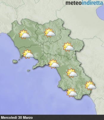 Meteo Campania: Alta pressione in rinforzo,con cielo poco nuvoloso o nuvoloso