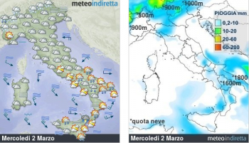 Meteo domani: temporaneo miglioramento, poi nuova fase di maltempo