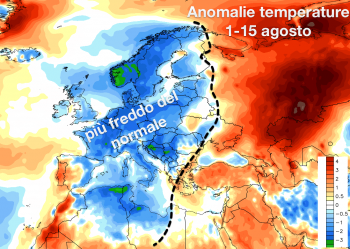 Prima metà di Agosto più fredda rispetto alla media in Europa