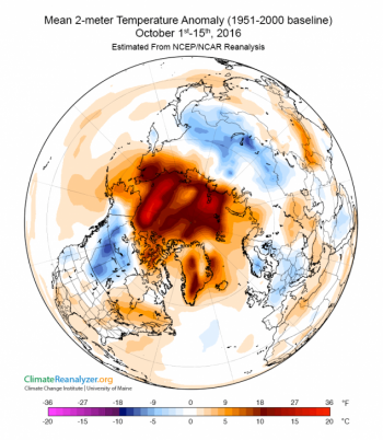 Ottobre molto caldo nelle regioni artiche, un andamento ormai tristemente consolidato