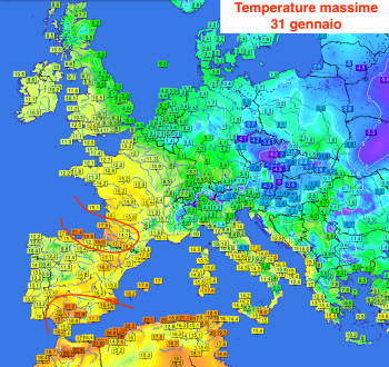 L’altalena termica europea: freddo ad est, oltre 20°C ad ovest