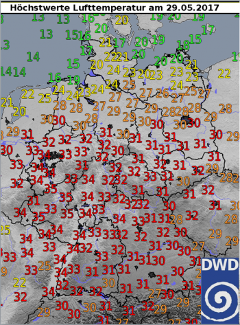 Caldo eccessivo nel centro Europa, temperature di oltre 10°C superiori alla media in Germania