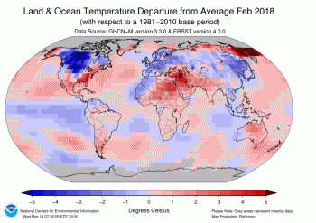 La Terra ha appena avuto il febbraio più freddo dal 2014