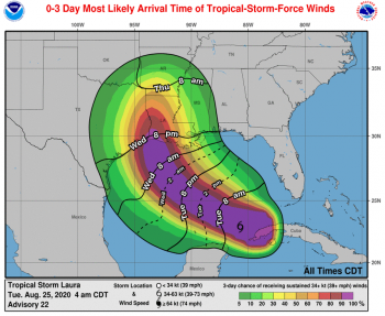 L’uragano Laura si intensifica e punta le coste del Texas