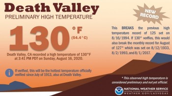 Death Valley: la temperatura registrata è la più alta del pianeta dal 1913