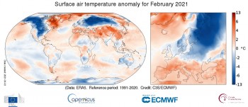 Copernicus: il clima di febbraio è stato vicino alla nuova media globale