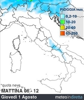 mappa pioggia italia a 6 Giorni - Mattina