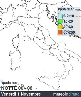 mappa pioggia italia a 4 Giorni - Notte