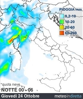 mappa pioggia italia DopoDomani - Notte