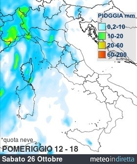 mappa pioggia italia a 5 Giorni - Pomeriggio