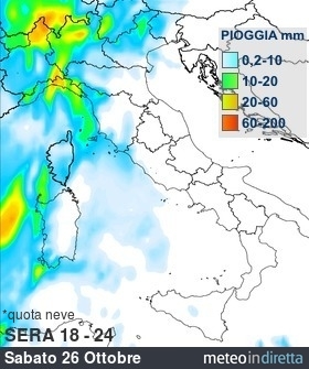 mappa pioggia italia a 5 Giorni - Sera