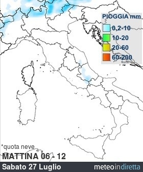 mappa pioggia italia Oggi - Mattina