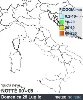 mappa pioggia italia Domani - Notte