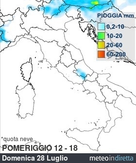 mappa pioggia italia Domani - Pomeriggio