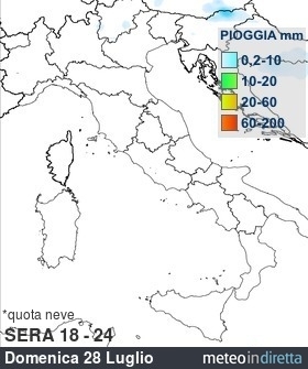 mappa pioggia italia Domani - Sera