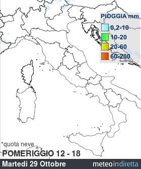 mappa pioggia italia Oggi - Pomeriggio